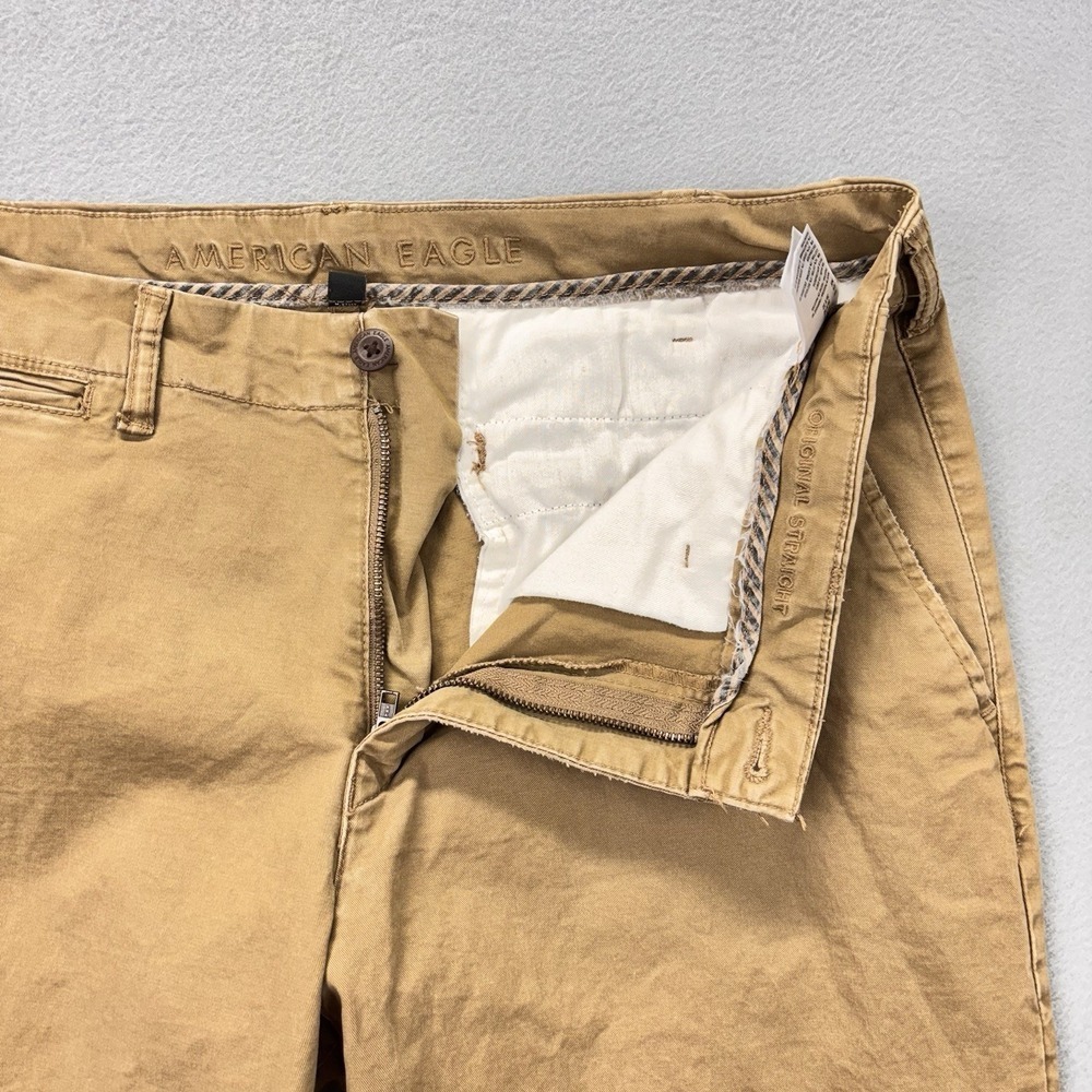 American Eagle Pants Men 36x31 TAG-36x32 Original Straight Flex Beige Workwear - Picture 9 of 13